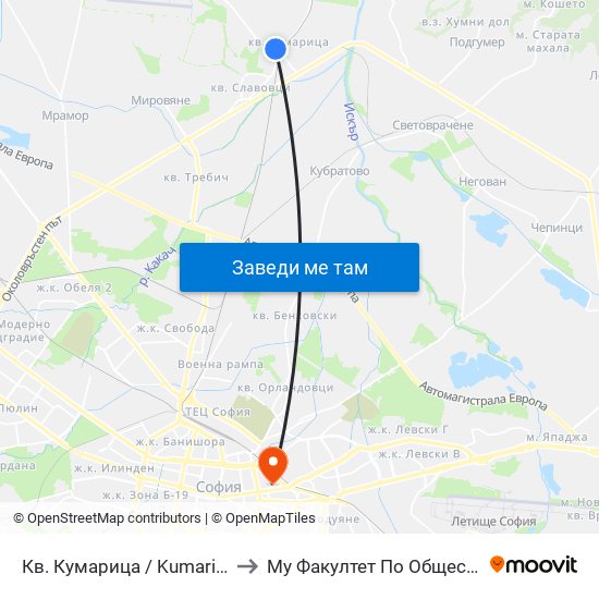 Кв. Кумарица / Kumaritsa Qr. (0857) to Му Факултет По Обществено Здраве map