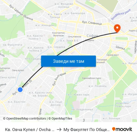 Кв. Овча Купел / Ovcha Kupel Qr. (0879) to Му Факултет По Обществено Здраве map