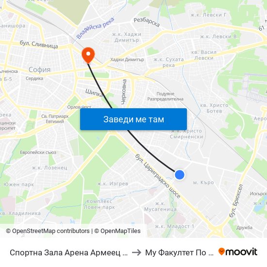 Спортна Зала Арена Армеец / Arena Armeets Sports Hall (2615) to Му Факултет По Обществено Здраве map