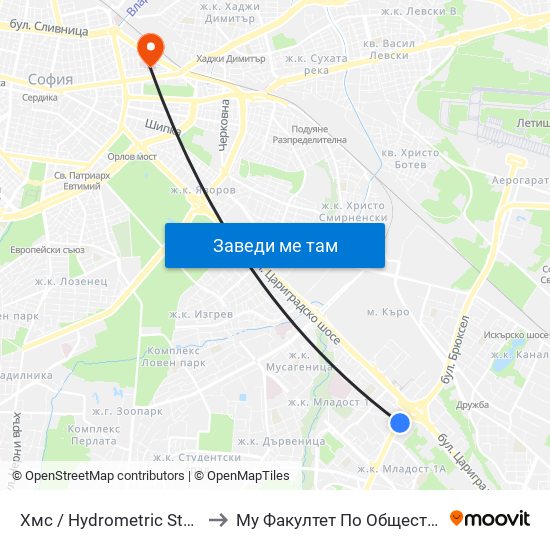 Хмс / Hydrometric Station (2319) to Му Факултет По Обществено Здраве map
