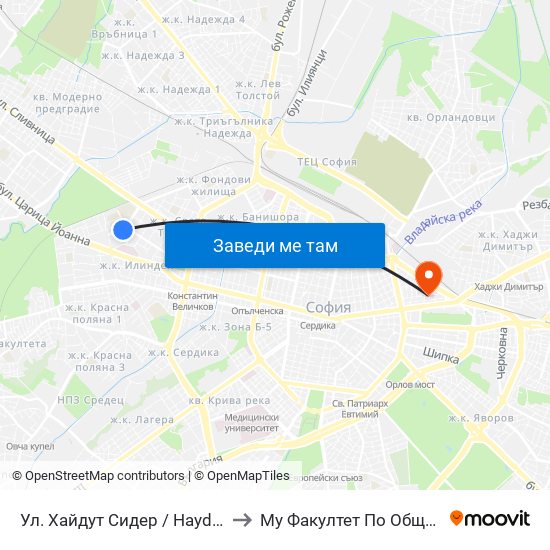Ул. Хайдут Сидер / Haydut Sider St. (2229) to Му Факултет По Обществено Здраве map