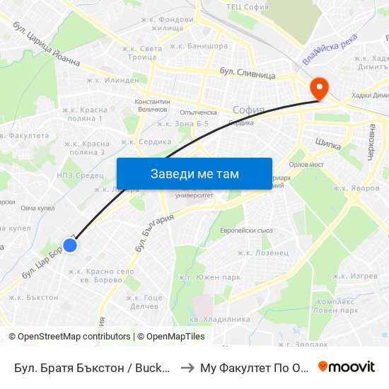 Бул. Братя Бъкстон / Buckstone Brothers Blvd. (0289) to Му Факултет По Обществено Здраве map