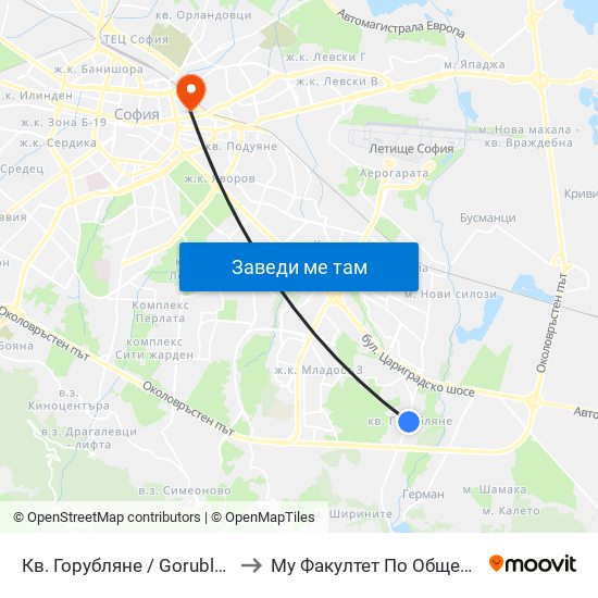Кв. Горубляне / Gorublyane Qr. (0830) to Му Факултет По Обществено Здраве map