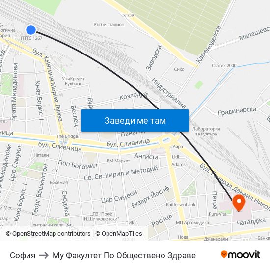 София to Му Факултет По Обществено Здраве map