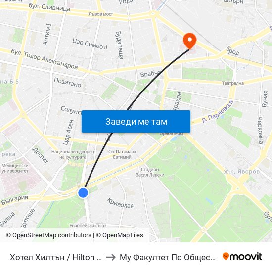 Хотел Хилтън / Hilton Hotel (0399) to Му Факултет По Обществено Здраве map