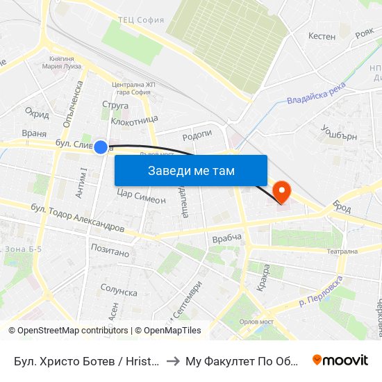 Бул. Христо Ботев / Hristo Botev Blvd. (0382) to Му Факултет По Обществено Здраве map