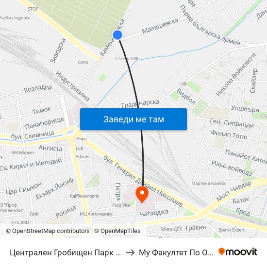 Централен Гробищен Парк / Sofia City Cemetery (2333) to Му Факултет По Обществено Здраве map