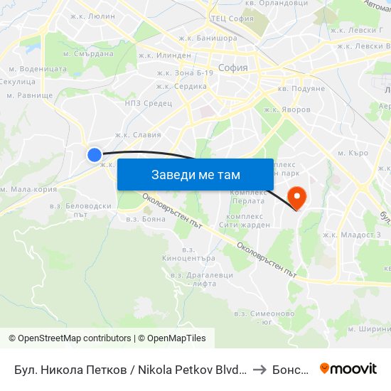 Бул. Никола Петков / Nikola Petkov Blvd. (0350) to Бонсист map