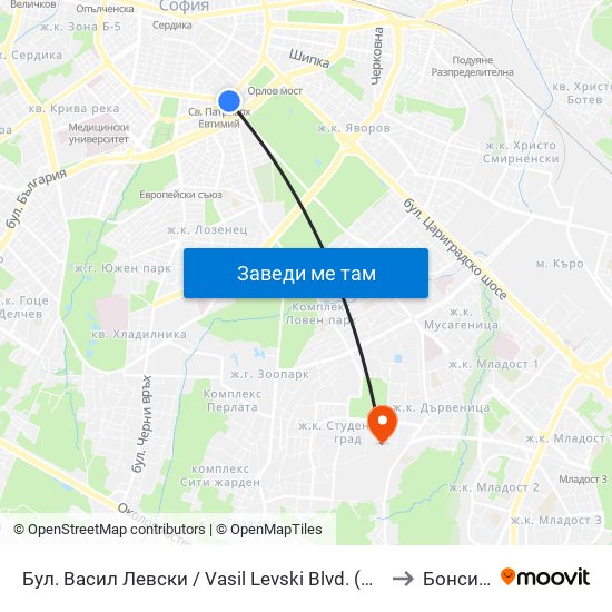 Бул. Васил Левски / Vasil Levski Blvd. (0300) to Бонсист map