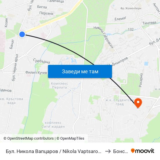 Бул. Никола Вапцаров / Nikola Vaptsarov Blvd. (0344) to Бонсист map