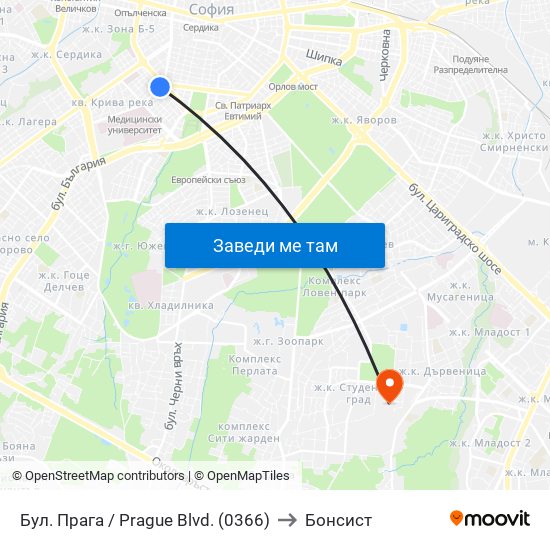 Бул. Прага / Prague Blvd. (0366) to Бонсист map