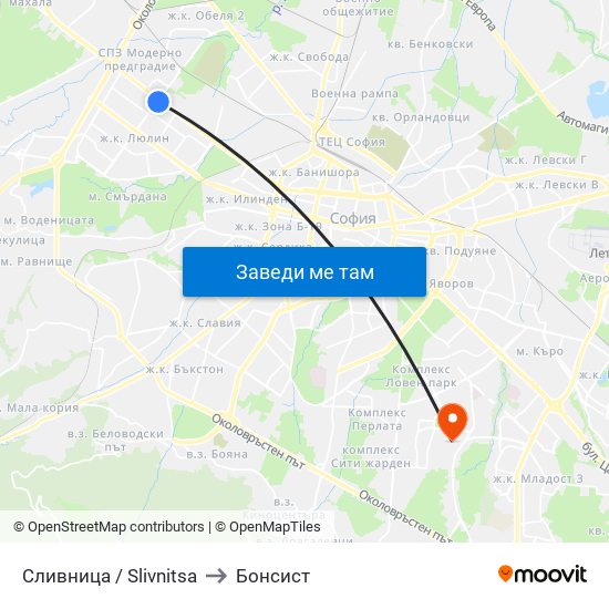 Сливница / Slivnitsa to Бонсист map