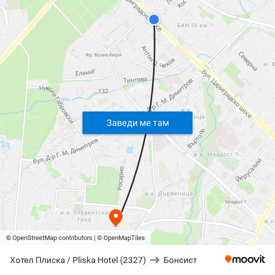 Хотел Плиска / Pliska Hotel (2327) to Бонсист map