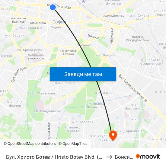Бул. Христо Ботев / Hristo Botev Blvd. (0385) to Бонсист map