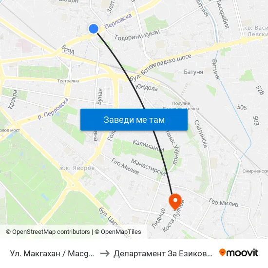 Ул. Макгахан / Macgahan St. (2041) to Департамент За Езиково Обучение - Ичс map