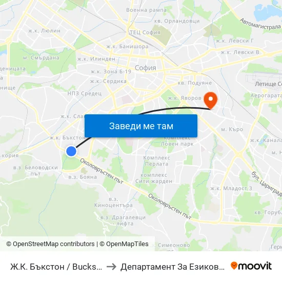 Ж.К. Бъкстон / Buckstone Qr. (0586) to Департамент За Езиково Обучение - Ичс map