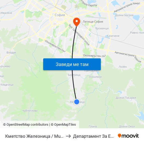 Кметство Железница / Municipality Of Zheleznitsa (0936) to Департамент За Езиково Обучение - Ичс map