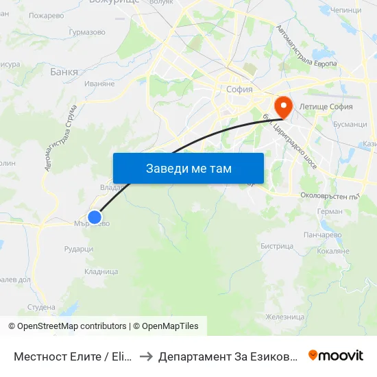 Местност Елите / Elite Area (0572) to Департамент За Езиково Обучение - Ичс map