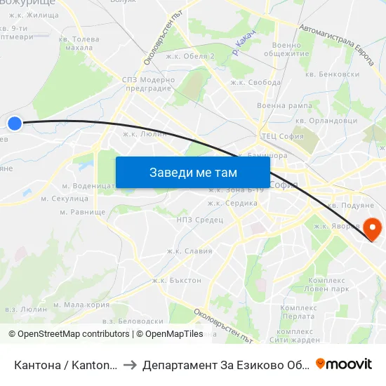 Кантона / Kantona (0789) to Департамент За Езиково Обучение - Ичс map