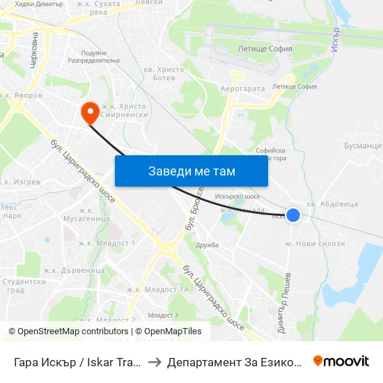 Гара Искър / Iskar Train Station (0826) to Департамент За Езиково Обучение - Ичс map