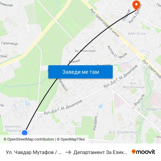 Ул. Чавдар Мутафов / Chavdar Mutafov St. to Департамент За Езиково Обучение - Ичс map