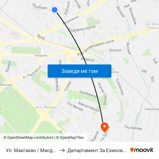 Ул. Макгахан / Macgahan St. (2040) to Департамент За Езиково Обучение - Ичс map