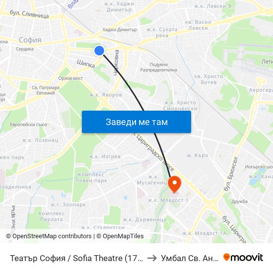 Театър София / Sofia Theatre (1727) to Умбал Св. Анна map