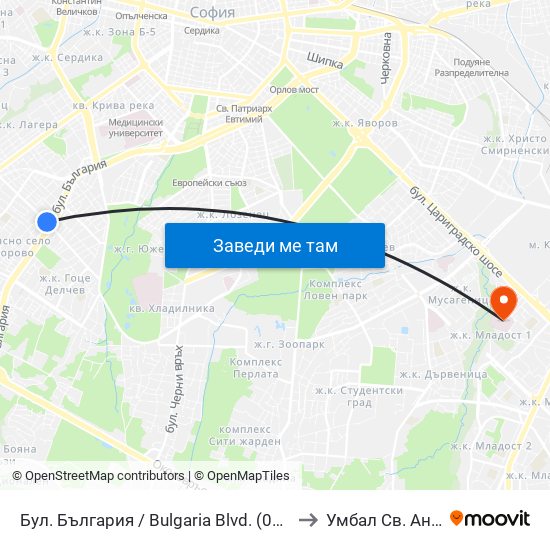 Бул. България / Bulgaria Blvd. (0290) to Умбал Св. Анна map