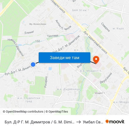 Бул. Д-Р Г. М. Димитров / G. M. Dimitrov Blvd. (0316) to Умбал Св. Анна map