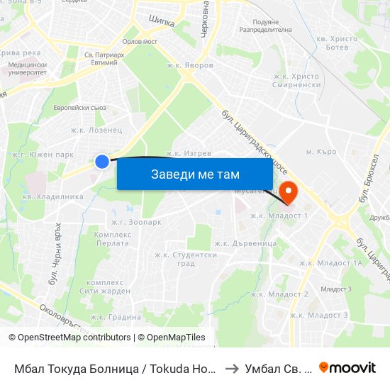 Мбал Токуда Болница / Tokuda Hospital (0206) to Умбал Св. Анна map