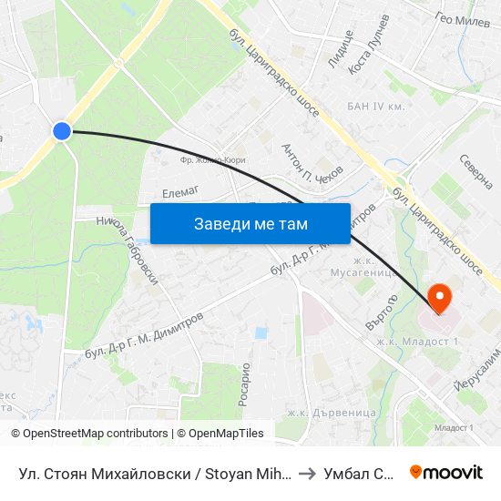 Ул. Стоян Михайловски / Stoyan Mihaylovski St. (2692) to Умбал Св. Анна map