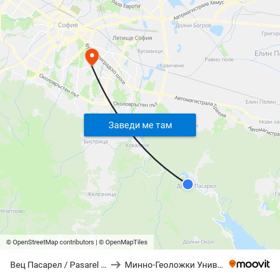 Вец Пасарел / Pasarel Hydroelectric Plant (0420) to Минно-Геоложки Университет ""Св.Иван Рилски"" map