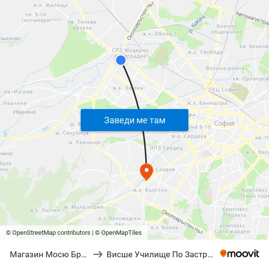 Магазин Мосю Бриколаж (2385) to Висше Училище По Застраховане И Финанси map