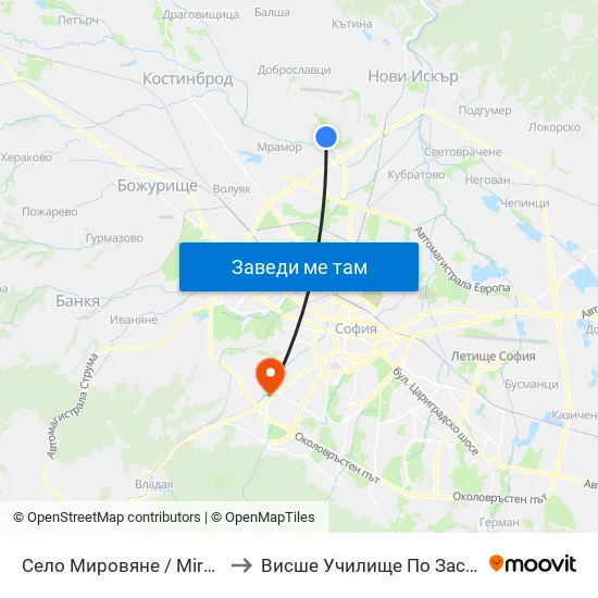 👋 Село Мировяне / Mirovyane Village (1549) to Висше Училище По Застраховане И Финанси map