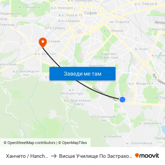 Ханчето / Hancheto (2300) to Висше Училище По Застраховане И Финанси map