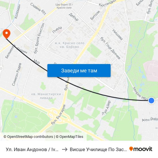 Ул. Иван Андонов / Ivan Andonov St. (1800) to Висше Училище По Застраховане И Финанси map
