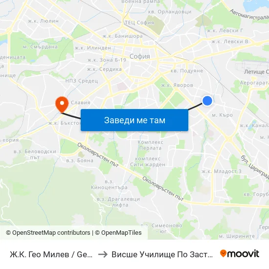 🚌 Ж.К. Гео Милев / Geo Milev Qr. (0597) to Висше Училище По Застраховане И Финанси map