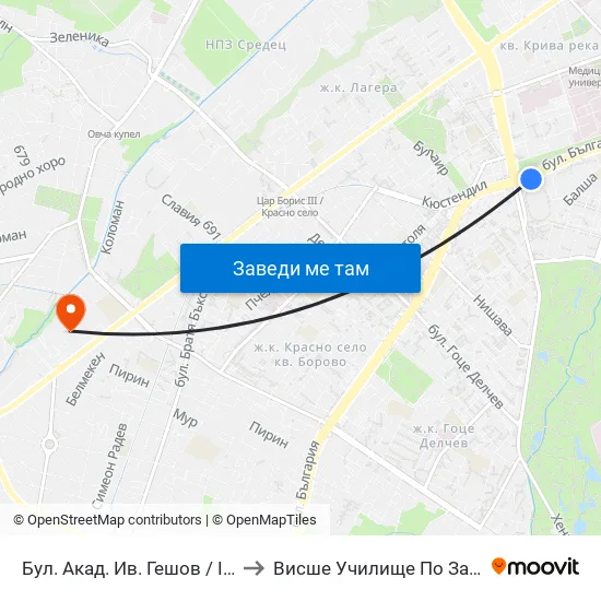 Ⓜ️ Бул. Акад. Ив. Гешов / Ivan Geshov Blvd. (0268) to Висше Училище По Застраховане И Финанси map