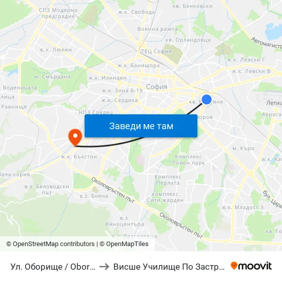 Ул. Оборище / Oborishte St. (2070) to Висше Училище По Застраховане И Финанси map