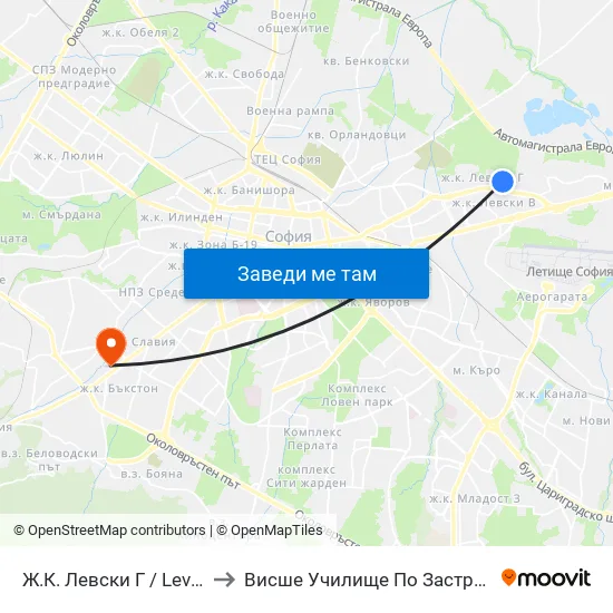 Ж.К. Левски Г / Levski G Qr (0646) to Висше Училище По Застраховане И Финанси map