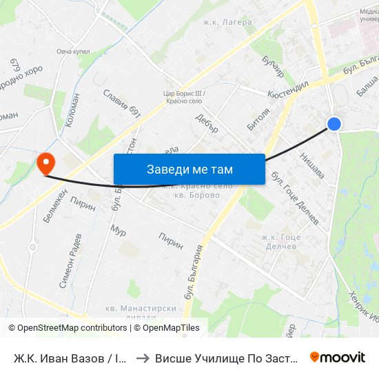 Ж.К. Иван Вазов / Ivan Vazov (0626) to Висше Училище По Застраховане И Финанси map