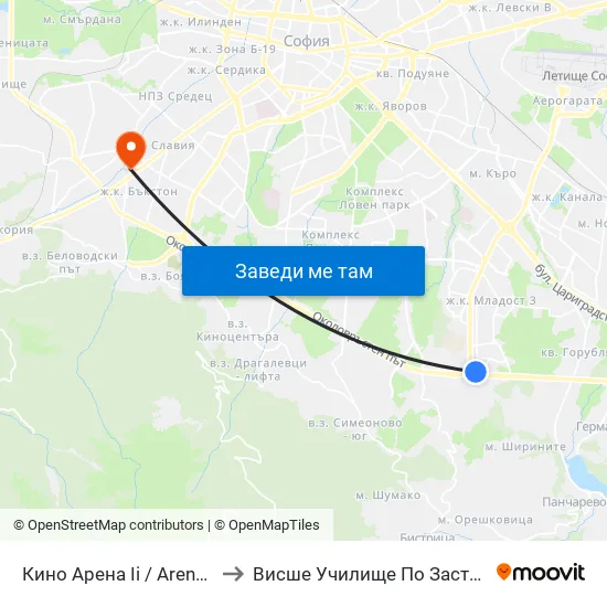 Кино Арена Іі / Arena II Cinema (2648) to Висше Училище По Застраховане И Финанси map