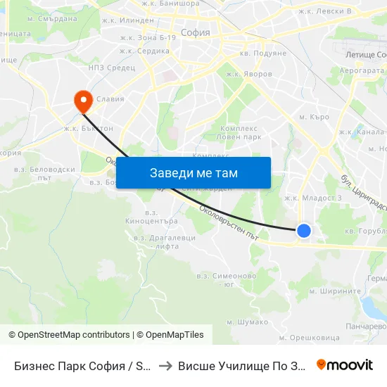Бизнес Парк София / Sofia Business Park (2390) to Висше Училище По Застраховане И Финанси map