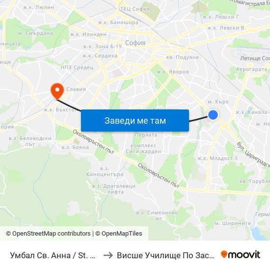 Умбал Св. Анна / St. Anna Hospital (1194) to Висше Училище По Застраховане И Финанси map
