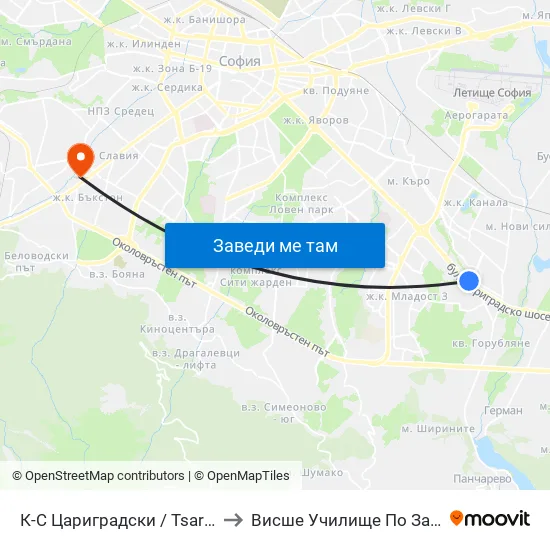 К-С Цариградски / Tsarigradski Complex (2643) to Висше Училище По Застраховане И Финанси map