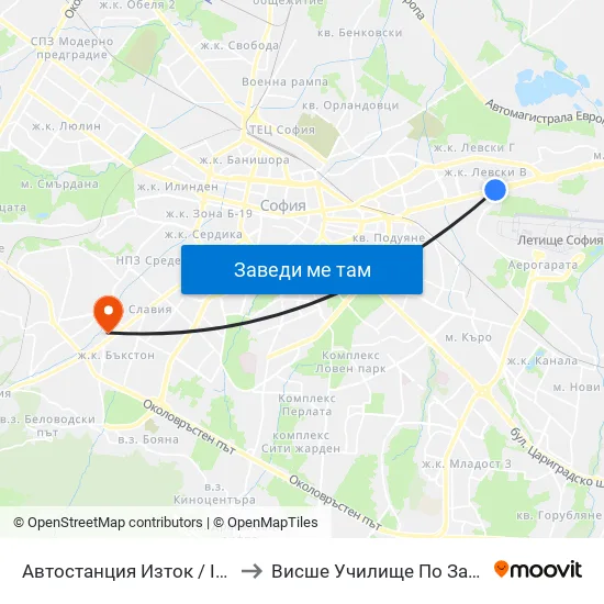 🚌 Автостанция Изток / Iztok Bus Station (2021) to Висше Училище По Застраховане И Финанси map