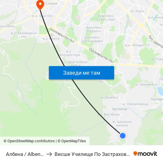 Албена / Albena (0071) to Висше Училище По Застраховане И Финанси map