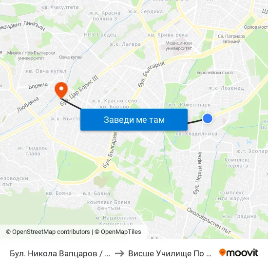 Бул. Никола Вапцаров / Nikola Vaptsarov Blvd. (0341) to Висше Училище По Застраховане И Финанси map