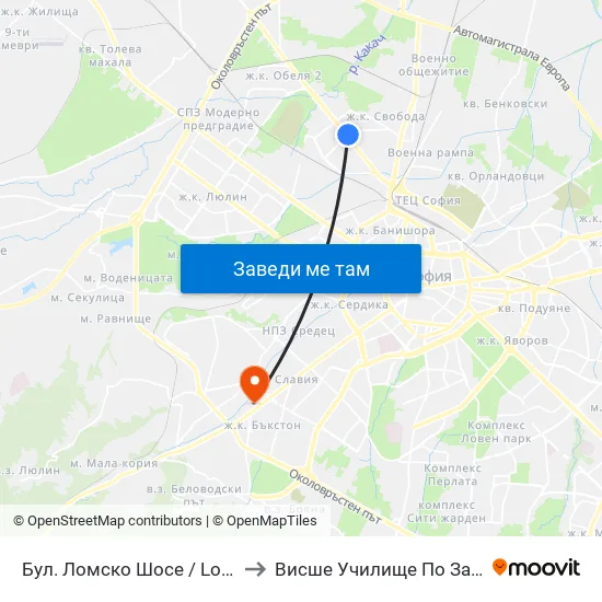 Бул. Ломско Шосе / Lomsko Shose Blvd. (0332) to Висше Училище По Застраховане И Финанси map