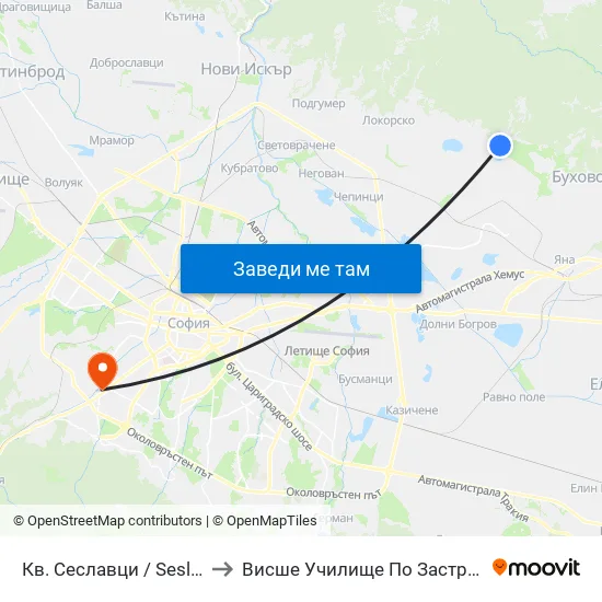 Кв. Сеславци / Seslavtsi Qr. (0898) to Висше Училище По Застраховане И Финанси map